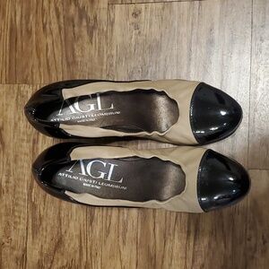 AGL wedge heel with Patent Leather Toe Cap, Size 37 US 7